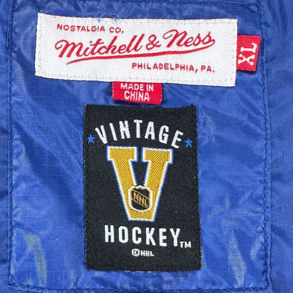 New York Rangers NHL Full Zip Vest Mens XL Red Bue Vintage Hockey Mitchell Ness - Picture 5 of 12